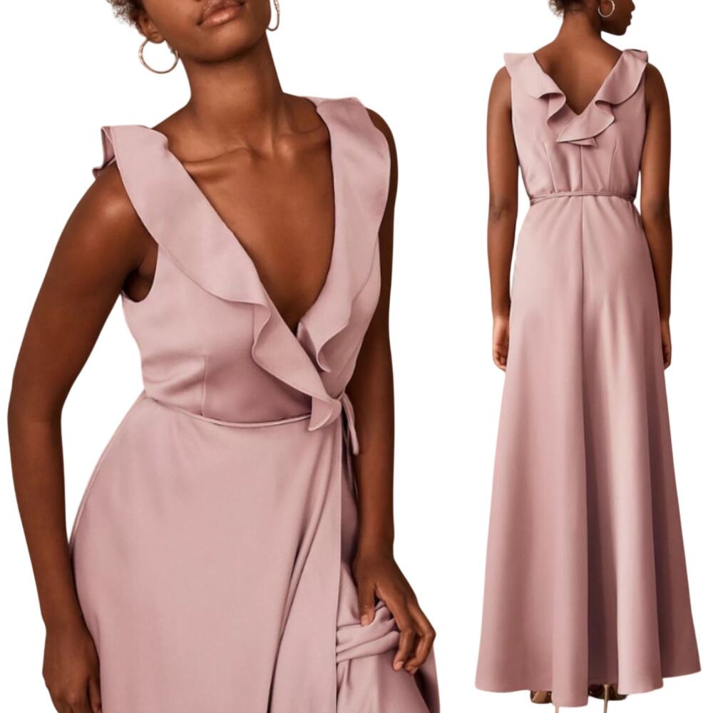 Sachin & Babi BHLDN Tansy Gown Gown Satin Charmeuse Wrap Maxi Dress Lilac Smoke